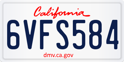 CA license plate 6VFS584