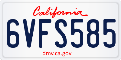 CA license plate 6VFS585