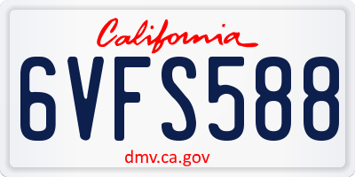 CA license plate 6VFS588