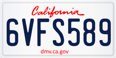 CA license plate 6VFS589