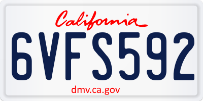 CA license plate 6VFS592