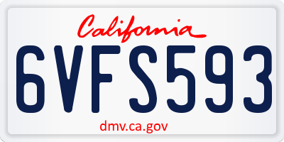 CA license plate 6VFS593