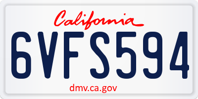 CA license plate 6VFS594