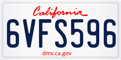 CA license plate 6VFS596