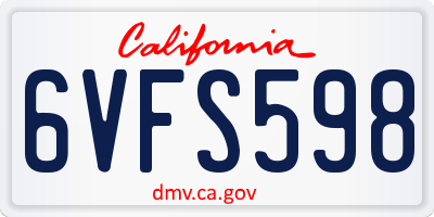 CA license plate 6VFS598