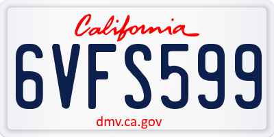 CA license plate 6VFS599