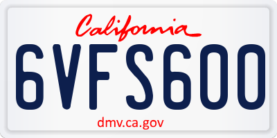 CA license plate 6VFS600