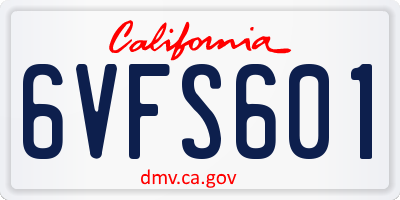 CA license plate 6VFS601