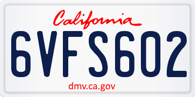 CA license plate 6VFS602