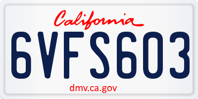 CA license plate 6VFS603