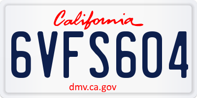 CA license plate 6VFS604