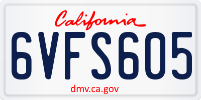 CA license plate 6VFS605