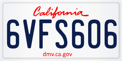 CA license plate 6VFS606