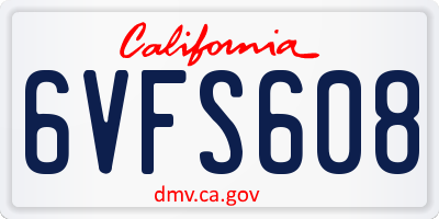 CA license plate 6VFS608