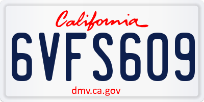 CA license plate 6VFS609