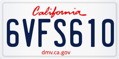 CA license plate 6VFS610