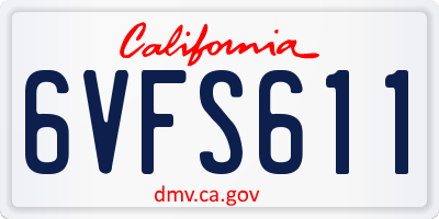 CA license plate 6VFS611