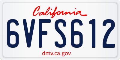 CA license plate 6VFS612