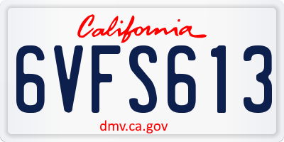 CA license plate 6VFS613