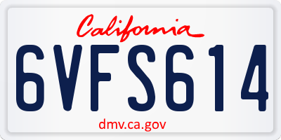 CA license plate 6VFS614