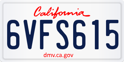 CA license plate 6VFS615