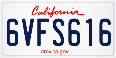 CA license plate 6VFS616
