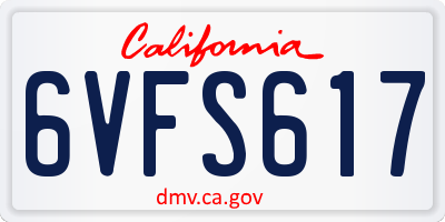 CA license plate 6VFS617