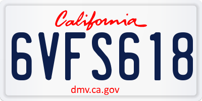 CA license plate 6VFS618