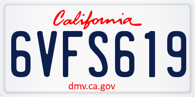 CA license plate 6VFS619