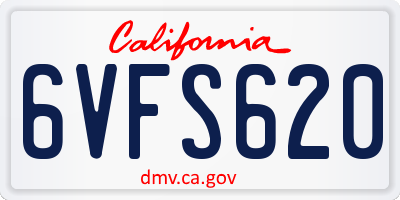 CA license plate 6VFS620