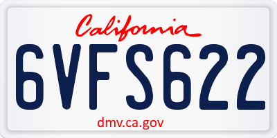 CA license plate 6VFS622