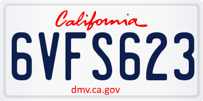CA license plate 6VFS623