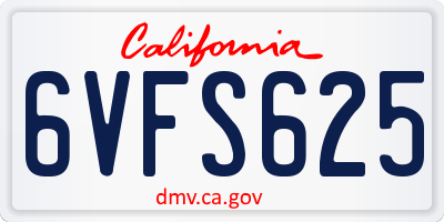 CA license plate 6VFS625