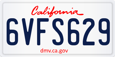 CA license plate 6VFS629