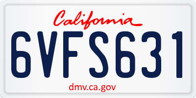 CA license plate 6VFS631