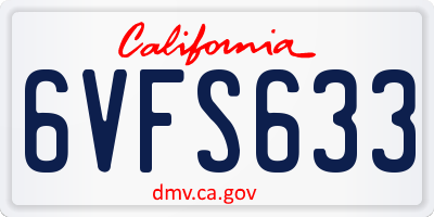 CA license plate 6VFS633