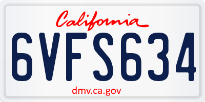 CA license plate 6VFS634