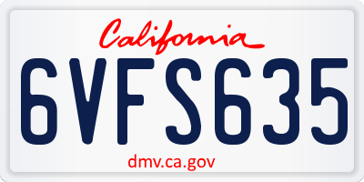 CA license plate 6VFS635
