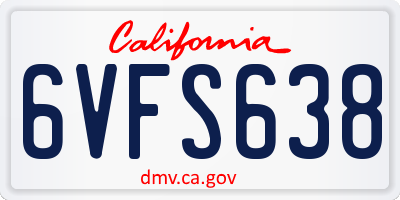 CA license plate 6VFS638