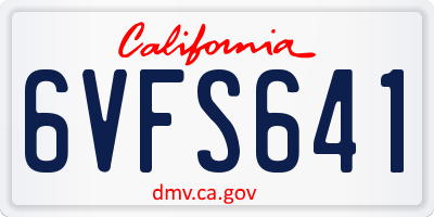 CA license plate 6VFS641