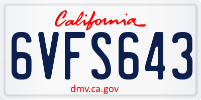 CA license plate 6VFS643