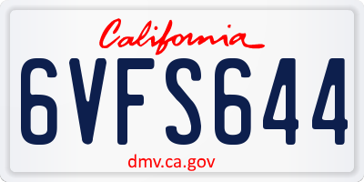 CA license plate 6VFS644