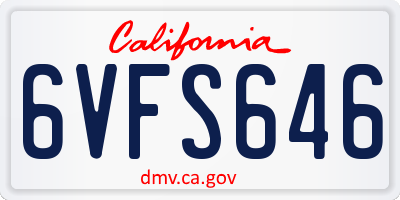 CA license plate 6VFS646