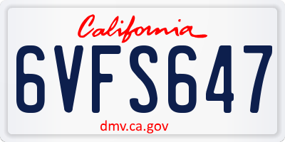 CA license plate 6VFS647
