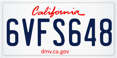 CA license plate 6VFS648