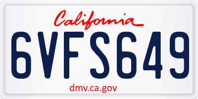CA license plate 6VFS649