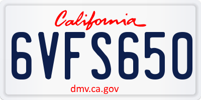 CA license plate 6VFS650