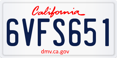 CA license plate 6VFS651
