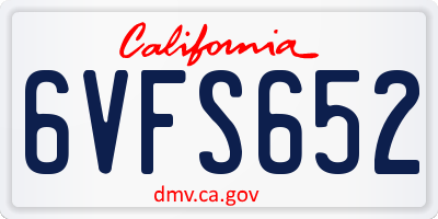 CA license plate 6VFS652