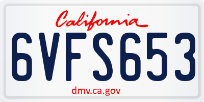 CA license plate 6VFS653